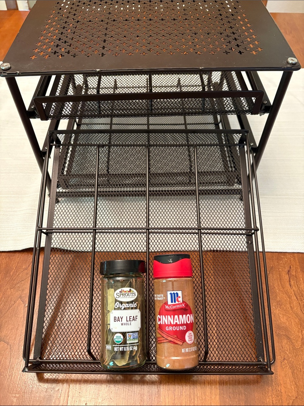Metal Mesh 3-Drawer spice organizer- Dark Brown - Picture 3 of 4